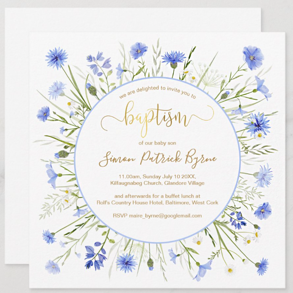 Blue Wildflower Wedding Stationery