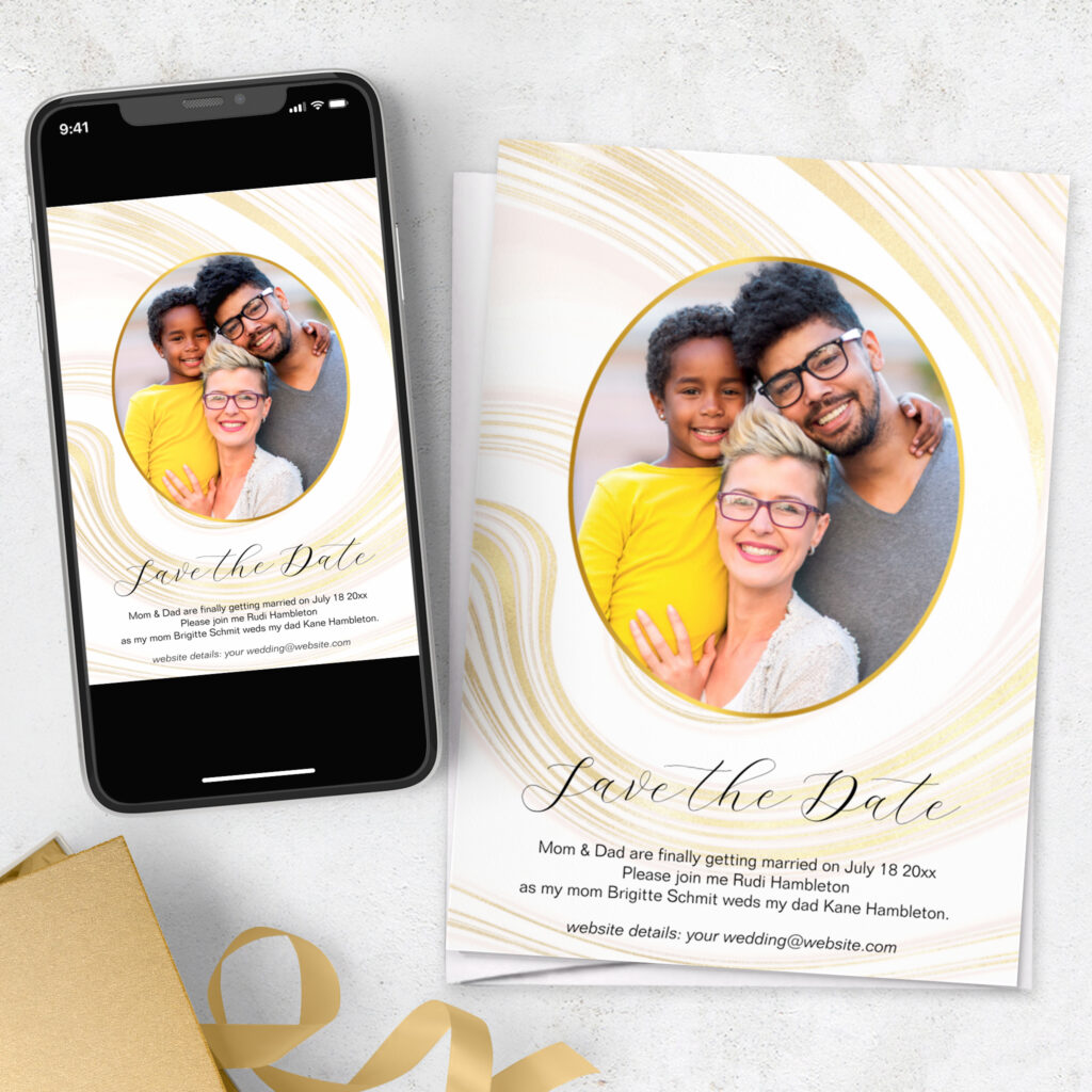 faux gold effect save the date