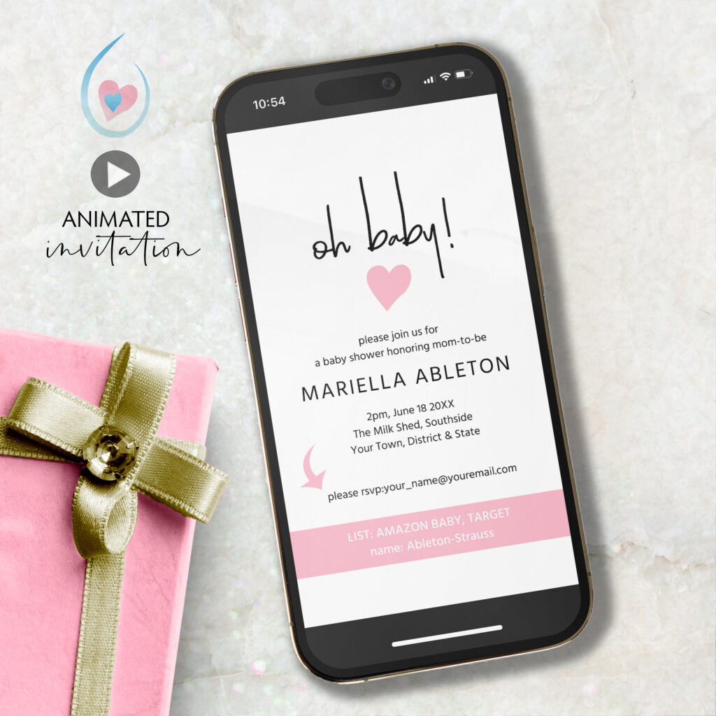 animating baby shower invitation from the stationery concierge